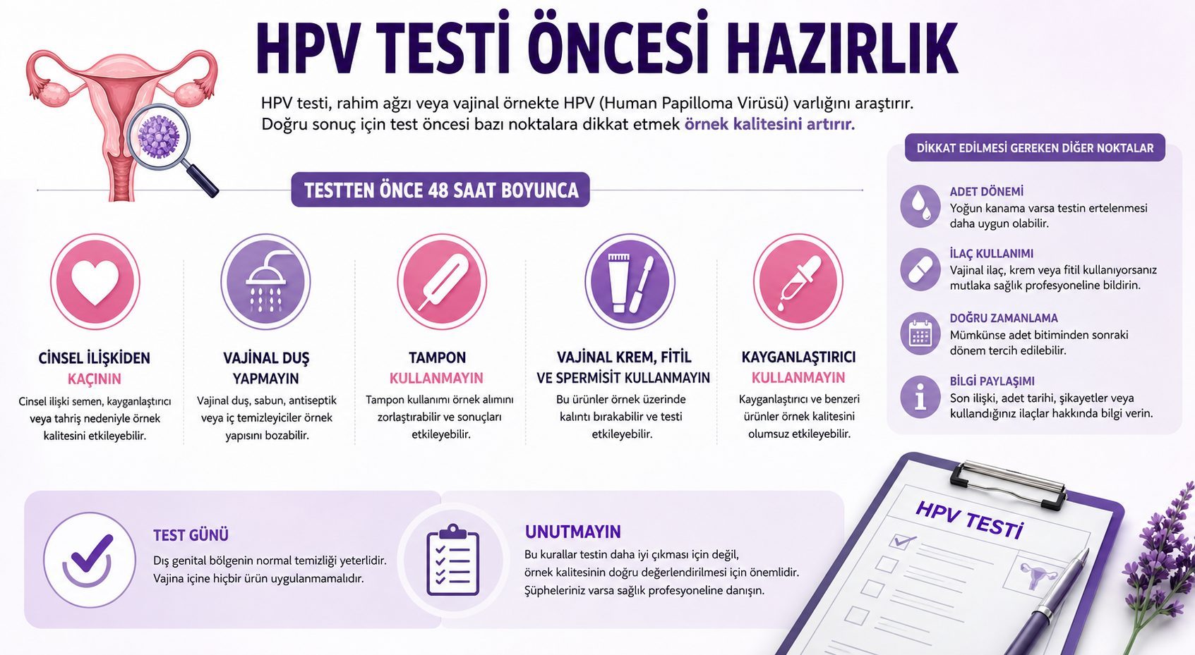 HPV Testi Öncesi Hazırlık HPV Testi Öncesi Hazırlık